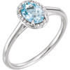 Buy 14 Karat White Gold Aquamarine and .06 Carat Diamond Ring