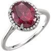 14 Karat White Gold Rhodolite Garnet and .06 Carat Diamond Ring
