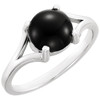 14 Karat White Gold 8mm Round Onyx Cabochon Ring
