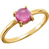 14 Karat Yellow Gold 6mm Round Pink Tourmaline Cabochon Ring