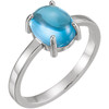 Buy 14 Karat White Gold 9x7mm Oval Swiss Blue Topaz Cabochon Ring