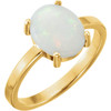 14 Karat Yellow Gold 10x8mm Oval Fire Opal Cabochon Ring