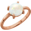 14 Karat Rose Gold 7mm Round Fire Opal Cabochon Ring