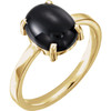 14 Karat Yellow Gold 10x8mm Oval Onyx Cabochon Ring