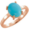 Turquoise Ring in 14 Karat Rose Gold 10x8mm Oval Turquoise Cabochon Ring