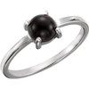 14 Karat White Gold 6mm Round Onyx Cabochon Ring