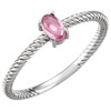 Genuine 14 Karat White Gold Pink Tourmaline Cabochon Ring