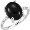 Buy 14 Karat White Gold Onyx Cabochon Ring