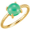 14 Karat Yellow Gold Chrysophrase Cabochon Ring