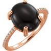 Shop 14 Karat Rose Gold 12x10mm Oval Cabochon Onyx and .08 Carat Diamond Ring
