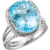 Platinum Swiss Blue Topaz and 0.50 Carat Diamond Spiral Ring