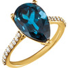 14 Karat Yellow Gold London Blue Topaz and 0.25 Carat Diamond Ring