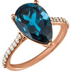 14 Karat Rose Gold London Blue Topaz and 0.25 Carat Diamond Ring