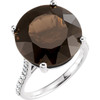 14 Karat White Gold Smoky Quartz and 0.25 Carat Accented Diamond Ring