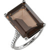 14 Karat White Gold Smoky Quartz and 0.25 Carat Diamond Ring