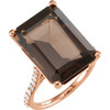 14 Karat Rose Gold Smoky Quartz and 0.25 Carat Diamond Ring