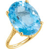 14 Karat Yellow Gold 18x13mm Swiss Blue Topaz Rope Ring