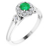 Must See Platinum Emerald and 0.10 Carat Diamond Ring