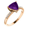 Genuine AAA Amethyst and .08 Carat Diamond Ring set in 14 Karat Rose Gold