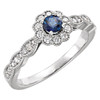 Platinum Blue Sapphire and 0.33 Carat Diamond Ring