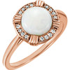 14 Karat Rose Gold Fire Opal and .08 Carat Diamond Ring