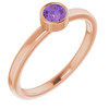 4 mm Round Genuine AAA Amethyst Ring set in 14 Karat Rose Gold