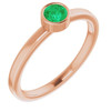 14 Karat Rose Gold 4 mm Round Created Emerald Gemstone Ring