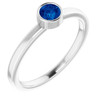 Lab Blue Sapphire Ring Platinum 4 mm Round  Sapphire