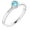 Blue Zircon in Platinum 4 mm Round Blue Zircon Gemstone Ring