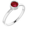 Natural Ruby in 14 Karat White Gold 5 mm Round Gemstone Ring