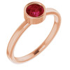 Natural Ruby in 14 Karat Rose Gold 5 mm Round Gemstone Ring