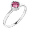 Pink Tourmaline in 14 Karat White Gold 5 mm Round Pink Tourmaline