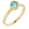 Blue Zircon in 14 Karat Yellow Gold 5 mm Round Blue Zircon Gemstone Ring