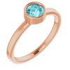 Blue Zircon in 14 Karat Rose Gold 5 mm Round Blue Zircon Gemstone Ring