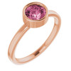 Pink Tourmaline in 14 Karat Rose Gold 6 mm Round Pink Tourmaline