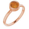 14 Karat Rose Gold 6 mm Round Citrine Gemstone Ring