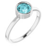 Blue Zircon in Platinum 6 mm Round Blue Zircon Gemstone Ring