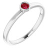 Genuine Ruby Ring in 14 Karat White Gold 3 mm Round Ring