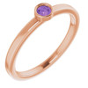 3 mm Round Genuine AAA Amethyst Ring set in 14 Karat Rose Gold