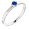 Real Sapphire set in Platinum 3 mm Round Cut Ring