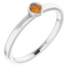Platinum 3 mm Round Citrine Gemstone Ring