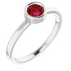Created Ruby Gem in 14 Karat White Gold 4.5 mm Round Lab Ruby Gemstone Ring
