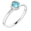 Blue Zircon in 14 Karat White Gold 4.5 mm Round Blue Zircon Gemstone Ring