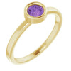 4.5 mm Round Genuine AAA Amethyst Ring set in 14 Karat Yellow Gold