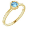 14 Karat Yellow Gold 4.5 mm Round Aquamarine Gemstone Ring
