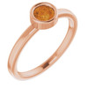 14 Karat Rose Gold 4.5 mm Round Citrine Gemstone Ring