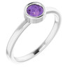 Platinum 4.5 mm Round Genuine AAA Amethyst Ring
