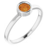 Platinum 4.5 mm Round Citrine Gemstone Ring