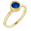 Lab Blue Sapphire set 14 Karat Yellow Gold 5.5 mm Round Lab Created Sapphire