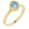 Genuine Aquamarine Ring in 14 Karat Yellow Gold 5.5 mm Round Aquamarine Ring